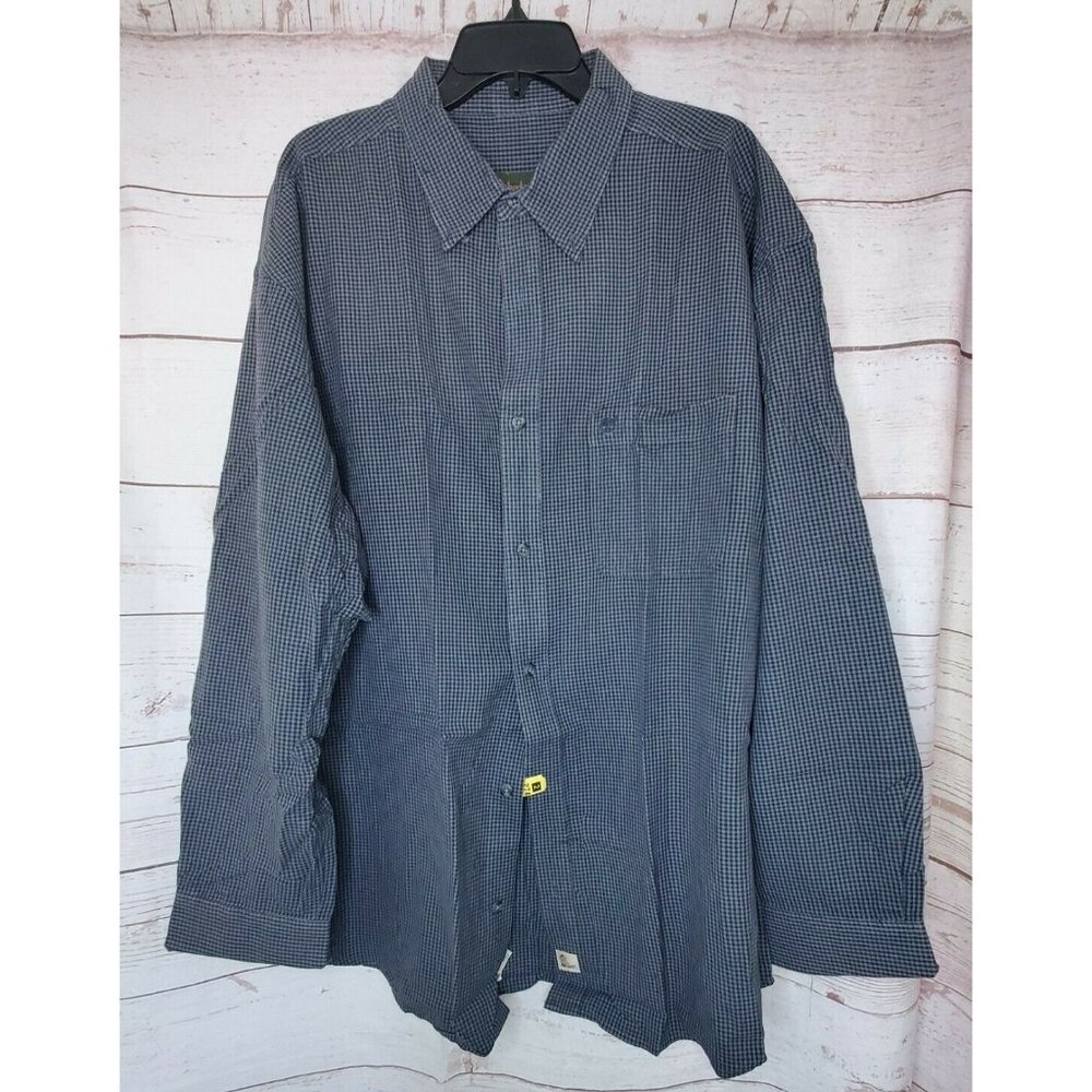 Timberland Men’s Shirt Long Sleeve Button Front Size XXL Blue Checkered